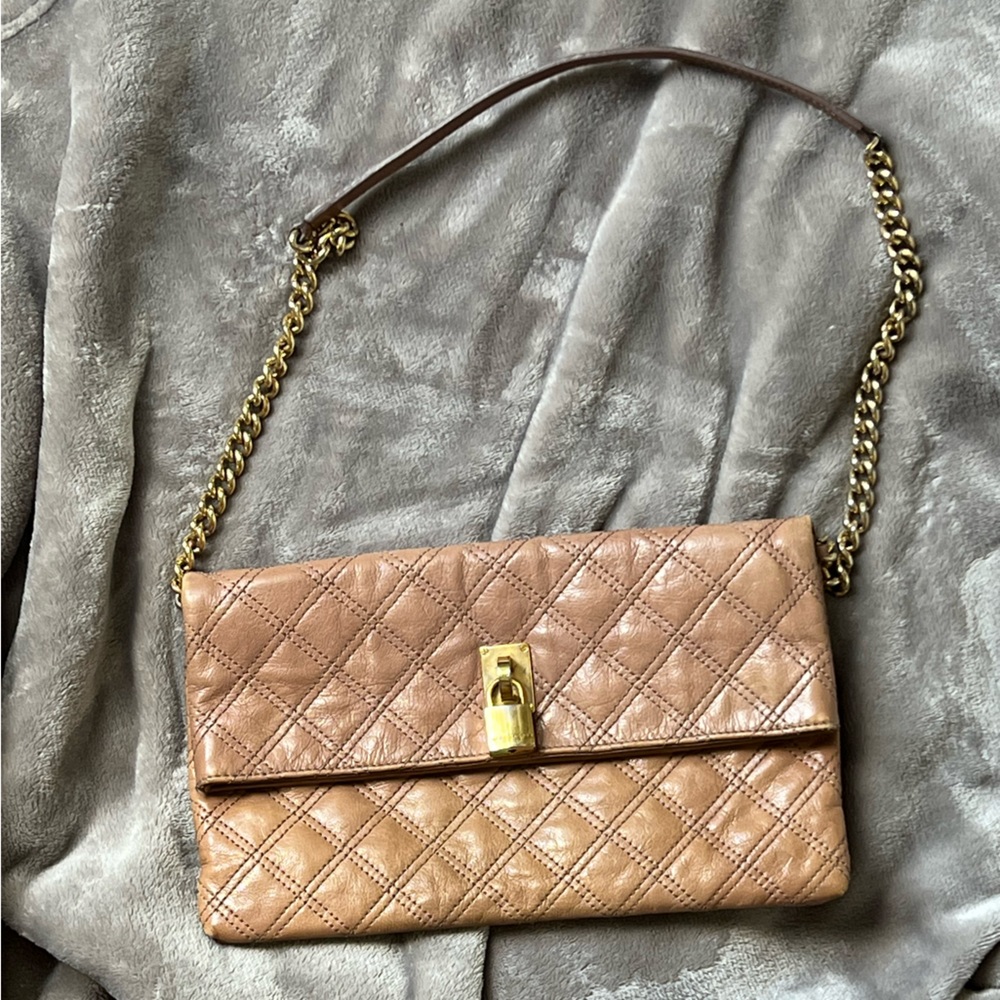 Marc Jacobs dusty pink leather chain clutch with locker